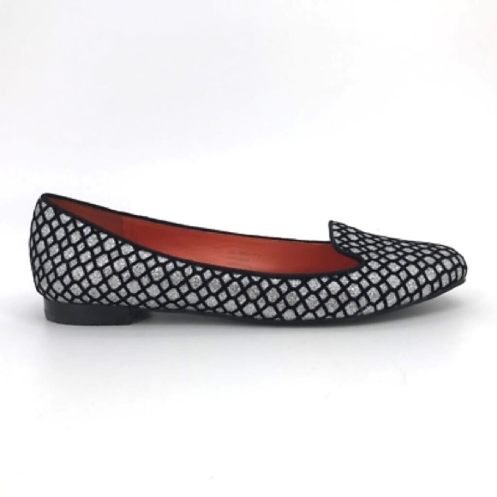 Via Spiga Edina Silver Glitter Black Trim Loafer Flat 8
